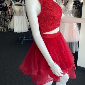 Burgundy Two Piece Party Dress Size Small